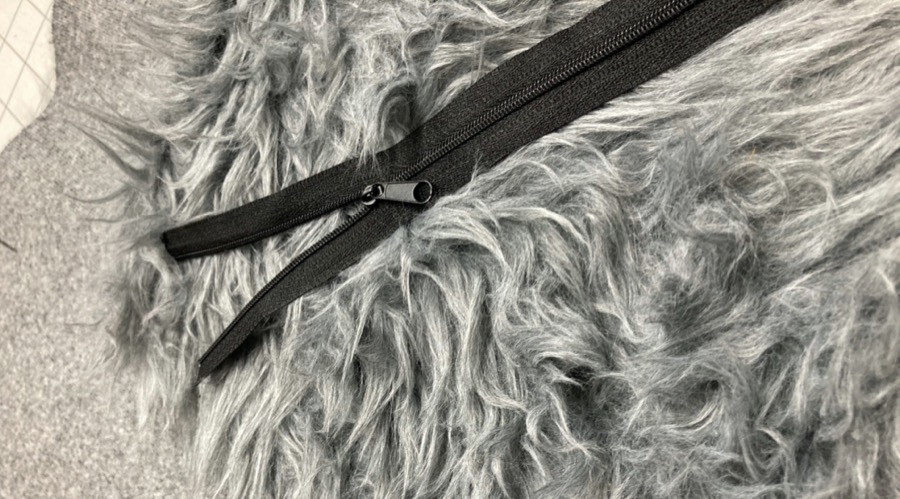 Black grey white fur fabric Mongolian outlet monster furry fuzzy sew sewing diy